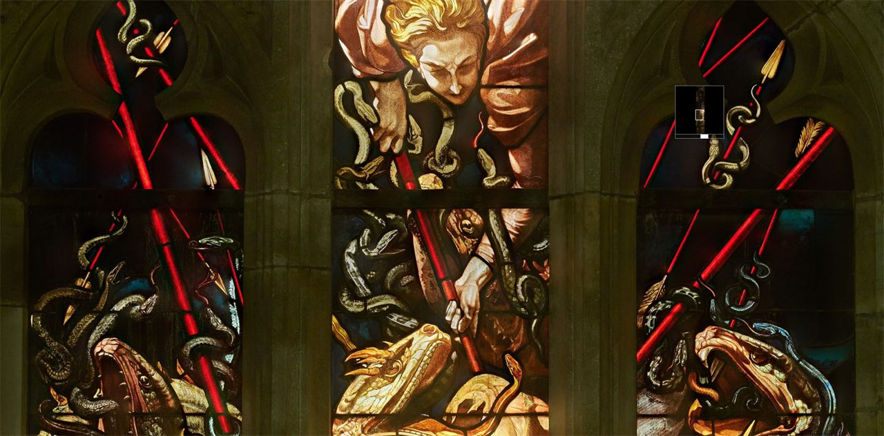Detail Of The Battle Between Saint Michael And The Demons Window, Credits Veneranda Fabbrica Del Duomo And Google Arts Culture